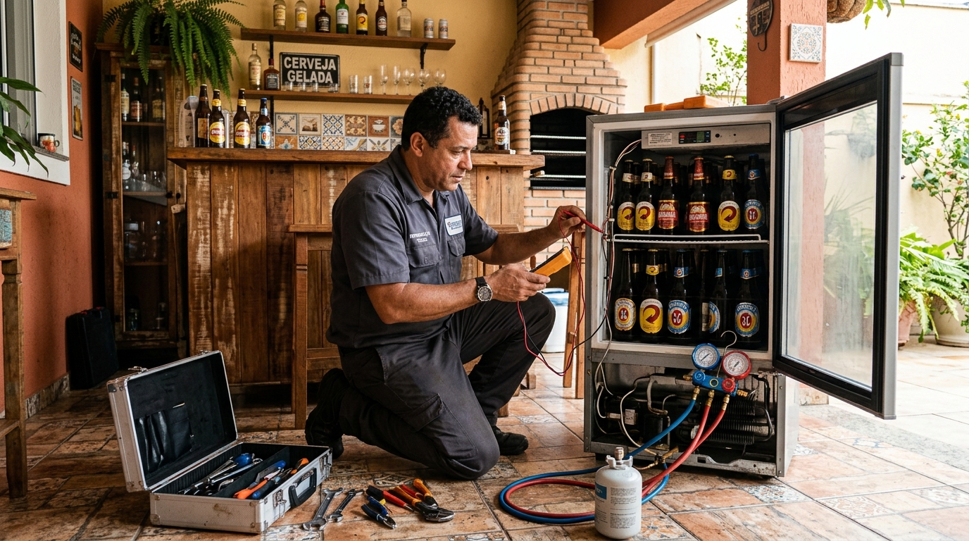 Recarga de gás refrigerante de cervejeira em Limeira‑SP